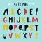 Cute hand drawn latin alphabet letters. Color vector abc illustration