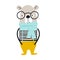 Cute hand drawn nursery poster with cartoon cool bear animal with glasses and vest.