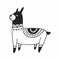 Cute hand drawn nursery poster with little llama in scandinavian style. Monochrome illustration
