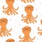 Cute hand drawn pattern octopus in cartoon style. vector print