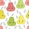 Cute hand drawn pear seamless pattern. Sweet food vector background. Delicious summer design. Wrapping, print, wallpaper