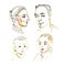 Cute hand drawn picture family portrait. Sketch on white background