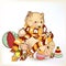 Cute hand drawn plush bear with childish toys for design