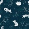 Cute hand drawn polar foxes seamless pattern, sweet winter background, great for kids textiles, banners, wallpapers, wrapping -