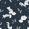Cute hand drawn polar foxes seamless pattern, sweet winter background, great for kids textiles, banners, wallpapers, wrapping -