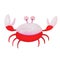 Cute hand drawn red white crab with big calibers
