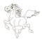 Cute hand drawn running horse drawing contour for coloring.