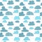 Cute hand drawn seamless pattern with clouds. Funny background f