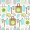 Cute hand drawn seamless pattern of no plastic, zero waste concept, eco lifestyle, go green theme