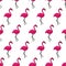 Cute hand-drawn seamless pattern with pink flamingo.