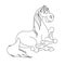 Cute hand drawn sleeping horse drawing contour for coloring.