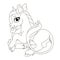 Cute hand drawn smiling unicorn drawing contour for coloring