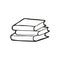 Cute hand drawn stack of books on a white background. Funny element in trendy doodle style for card, social media banner, logo,