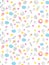 Cute Hand Drawn Sweets Vectorn Pattern. Candies, Ice Creams, Muffins, Donuts. White Background. Pink Hearts and Yellow Stars. Infa