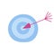 Cute hand drawn target with arrow in the center in cartoon style. Explaining business processes, achievements of goals, plans,