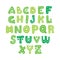 Cute hand drawn vector alphabet. Green isolated decorative funny letters