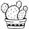 Cute hand drawn vector cactuse in the pot