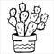 Cute hand drawn vector cactuse in the pot