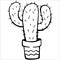 Cute hand drawn vector cactuse in the pot