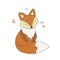 Cute hand drawn vector card with little dreaming fox.