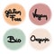 Cute hand drawn vector food badges collection gluten free, vegan, bio and organic labels