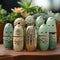 Cute Hand-painted Gold And Green Bottles With Elegant Faces