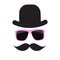 Cute Handdrawn Glasses, Hat and a Mustache Vector