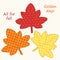 Cute handmade autumn leaves as retro fabric applique