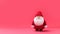 Cute handmade felt Claus smiling looking kind. Pink background. Holiday banner template with copy space