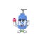 Cute handsanitizer cartoon character enjoying an ice cream