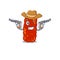 Cute handsome cowboy of acinetobacter bacteria cartoon character with guns