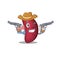 Cute handsome cowboy of human spleen cartoon character with guns