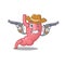 Cute handsome cowboy of human stomatch cartoon character with guns