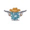 Cute handsome cowboy of rickettsia cartoon character with guns