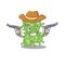 Cute handsome cowboy of salmonella enterica cartoon character with guns