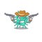 Cute handsome cowboy of shigella boydii cartoon character with guns