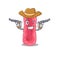 Cute handsome cowboy of shigella sonnei cartoon character with guns