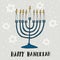 Cute Hanukkah greeting card, invitation with hand drawn menorah,