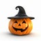 Cute Hanukkah Jackolantern With Witch Hat - 3d Render