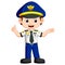 Cute happy airplane pilot waving