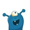 Cute and happy alien with one big eye - funny cartoon illustration