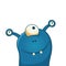 Cute and happy alien with three eyes - funny cartoon illustration