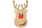 Cute and happy baby reindeer cardboard cutout with red nose isolated on a white background. Christmas is coming.