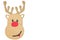 Cute and happy baby reindeer cardboard cutout with red nose isolated on a white background. Christmas is coming concept.