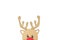 Cute and happy baby reindeer cardboard cutout with red nose peeking on a white background. Christmas is coming and hello december