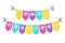 Cute Happy Birthday bunting flags banner with letters