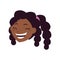 Cute happy black girl head character
