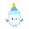Cute happy bottle with nipple pacifier show muscle