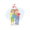 Cute Happy Boy and Girl Holding Erth Globe, Friendship and Love Between Kids, Happy Valentine Day Vector illustration