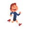 Cute Happy Boy Running, Preschool Kid Daily Routine Activity Cartoon Vector Illustration